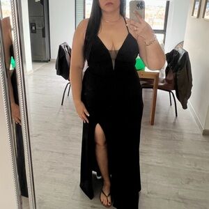 Cachet Black Maxi Dress with Sheer Detail